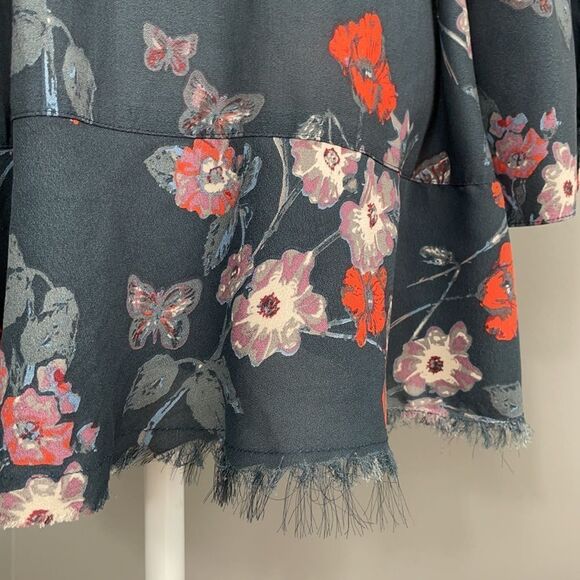 Free People Pebble Crepe So Fine Smocked Raw Hem Tunic Top. Size Small. - Picture 9 of 14